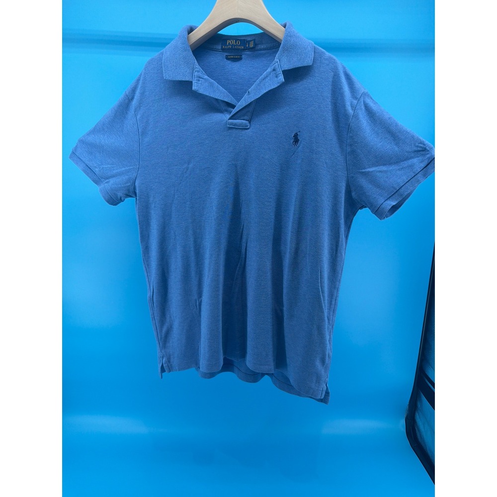Polo Ralph Lauren Mens Custom Slim Fit Polo Shirt Blue Heather Short Sleeve